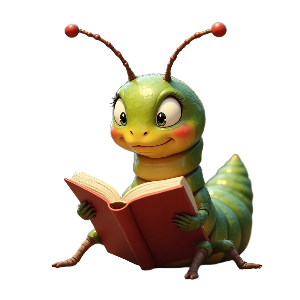 Curious Caterpillar with a Book